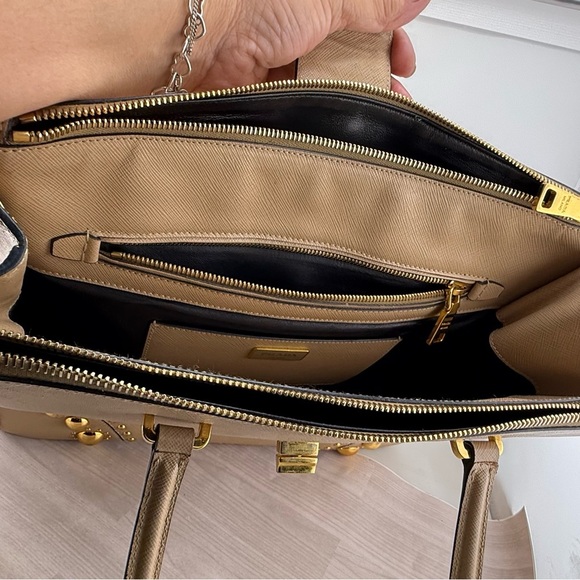 Prada Tan Gold Satchel with Elegant Hardware - Picture 4 of 11
